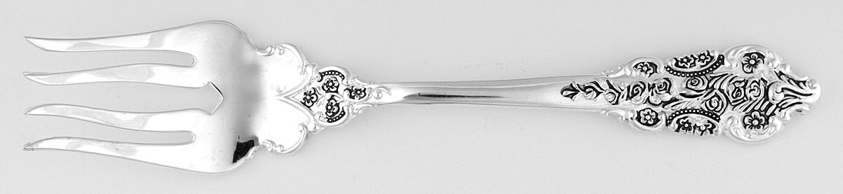 Grand Antique (Silverplate, 1995) Large Solid Cold Meat Serving Fork by International Silver-1