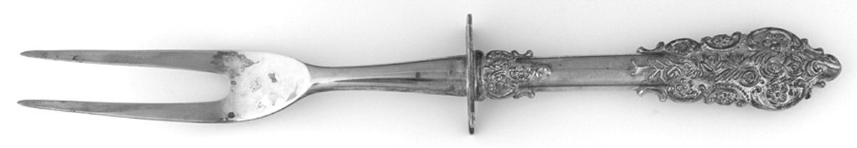 Grand Antique (Silverplate, 1995) Large Stainless-Prong Roast Carving Fork by International Silver-1