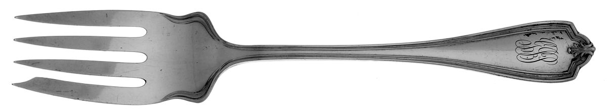 Grecian-New Grecian (Silverplate, 1913) Monogram Medium Solid Cold Meat Serving Fork by International Silver-1