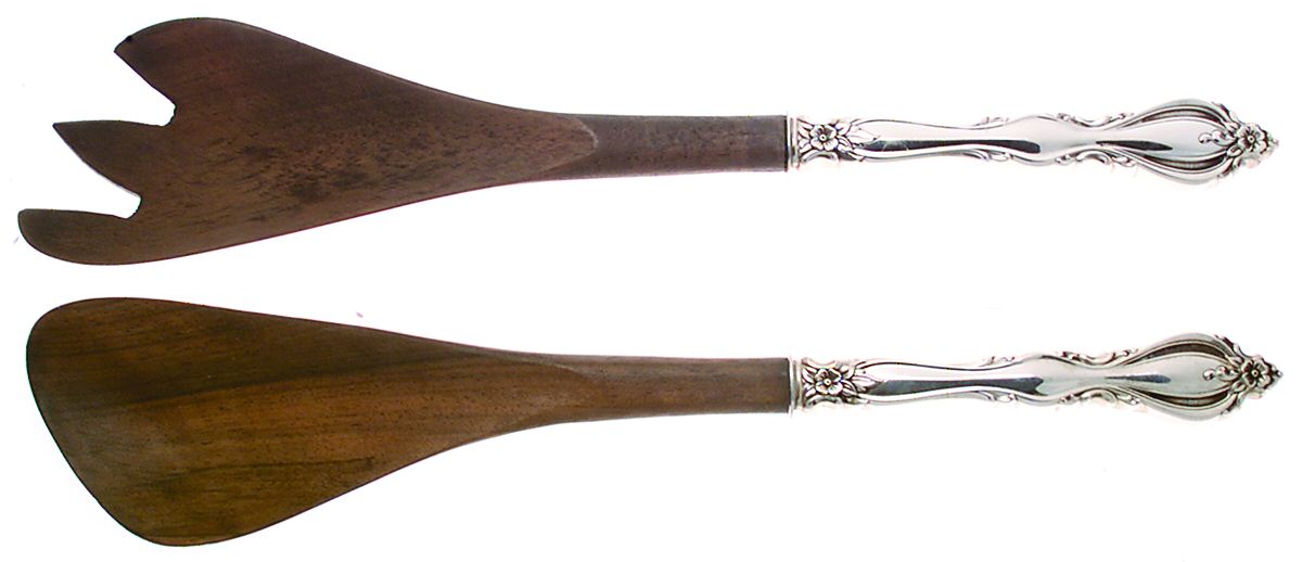 Grande Regency (Sterling, 1969) Wooden Bowl 2-Piece Salad Set by International Silver-1
