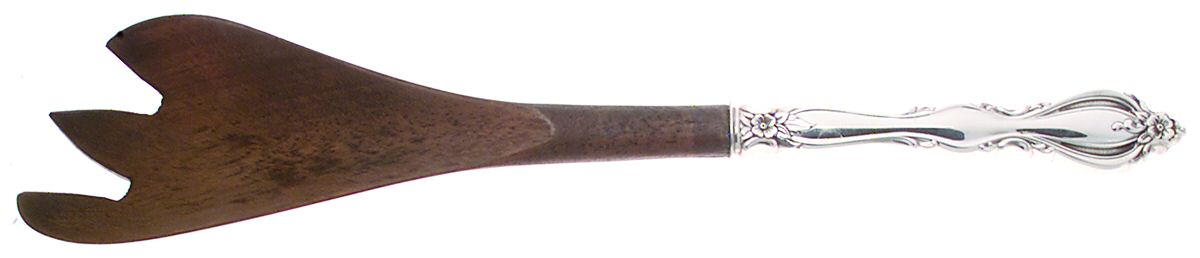 Grande Regency (Sterling, 1969) Salad Serving Fork with Wooden Prongs by International Silver-1