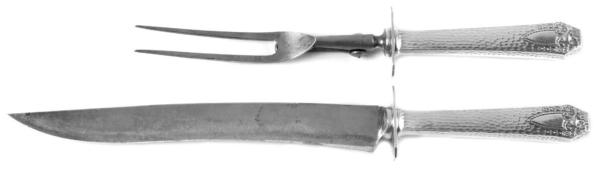 Heraldic (Silverplate, 1916) Large 2-Piece Roast Carving Set w/Stainless Blade by International Silver-1