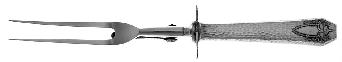 Heraldic (Silverplate, 1916) Large Stainless-Prong Roast Carving Fork by International Silver-1