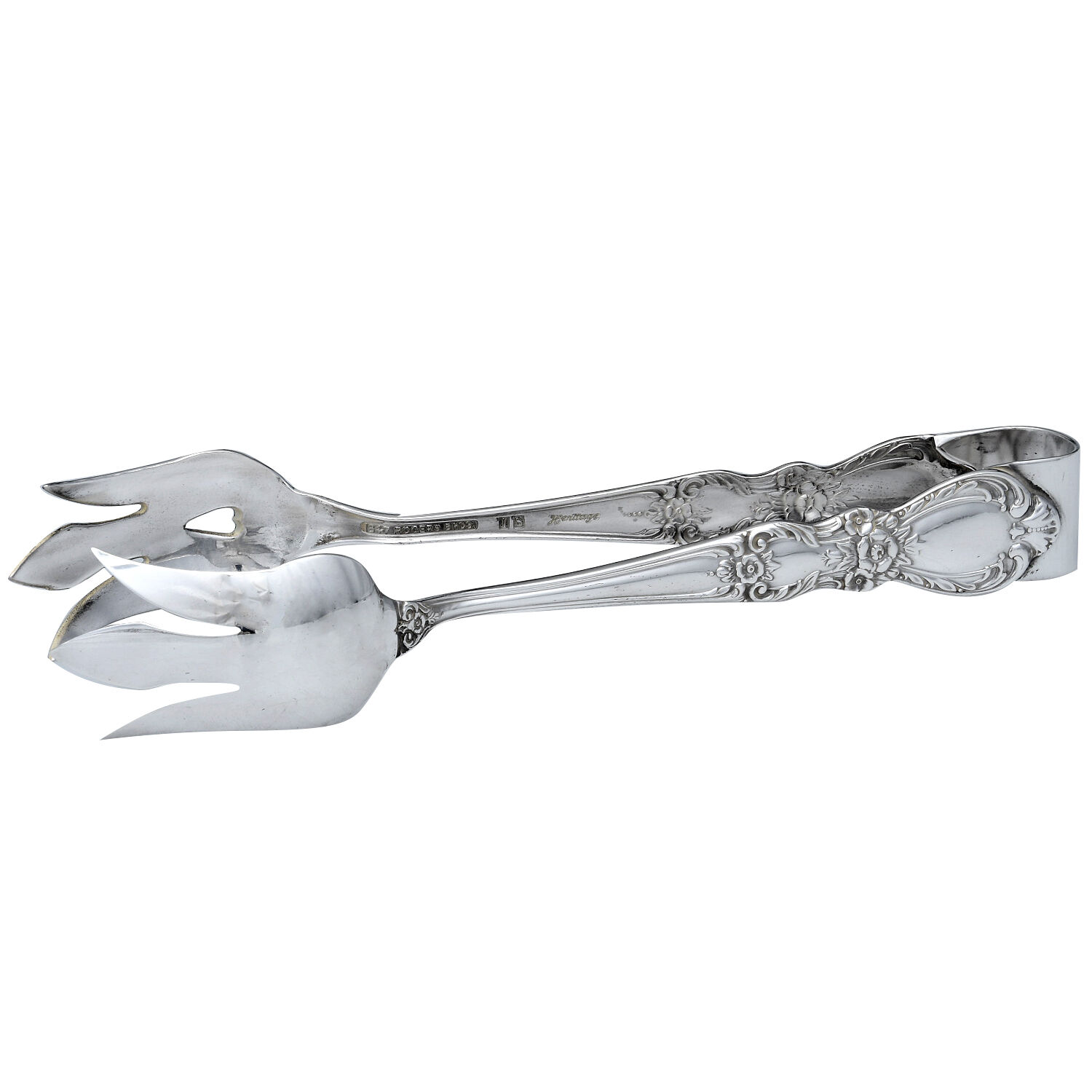 Heritage (Silverplate, 1953) Solid Lettuce Tongs by International Silver-1