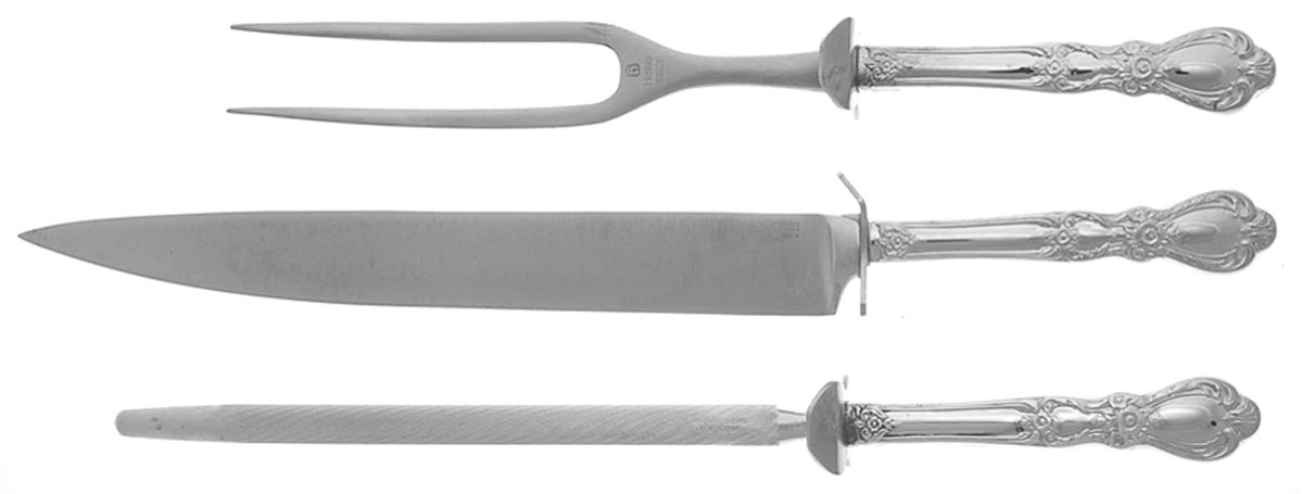 Heritage (Silverplate, 1953) Large 3-Piece Roast Carving Set with Stainless Blade by International Silver-1
