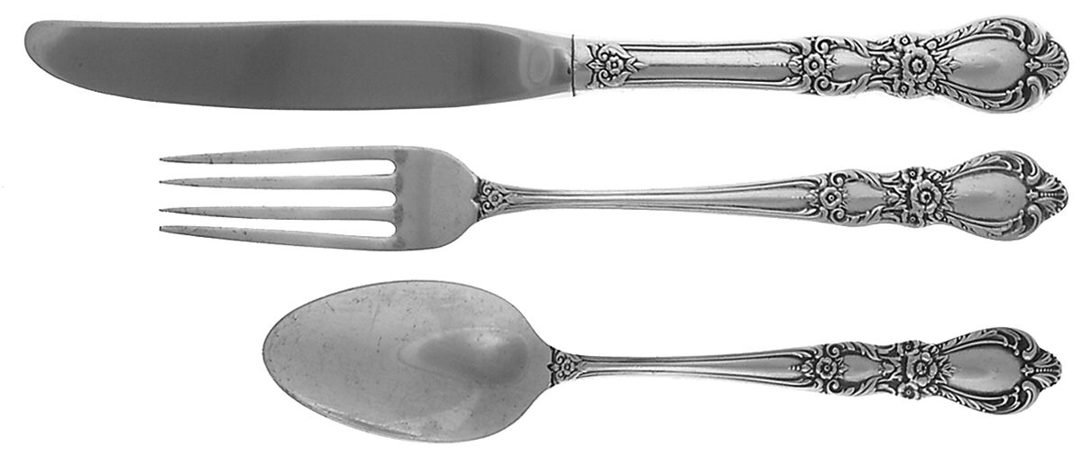 Heritage (Silverplate, 1953) 3-Piece Youth Set (Knife, Fork & 5 O'Clock Spoon) by International Silver-1