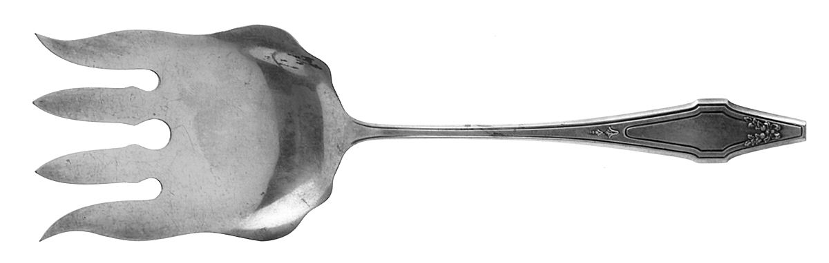 Hostess (Silverplate, 1921) Large Solid Fish Serving Fork by International Silver-1