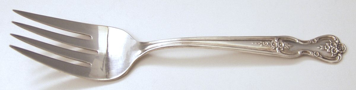 Inspiration-Magnolia (Silverplate-1951) Medium Solid Cold Meat Serving Fork by International Silver-1