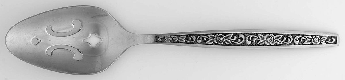 Enchanted Rose (Stainless) Pierced Tablespoon (Serving Spoon) by International Silver-1