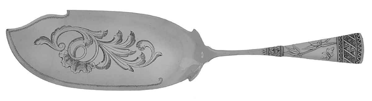 Japanese (Silverplate, 1879) Large Solid Bright Cut Fish Serving Knife by International Silver-1