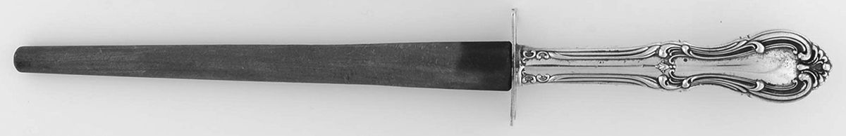 Joan of Arc (Sterling, 1940) Large Knife Sharpener-Steel Rod w/Sterling Guard by International Silver-1