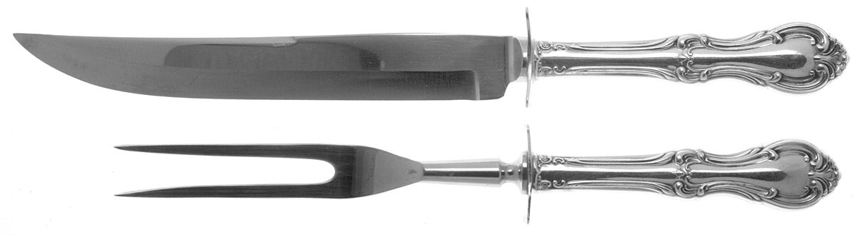 Joan of Arc (Sterling, 1940) 2 Piece Small Carving Set W/ Sterling Guard by International Silver-1