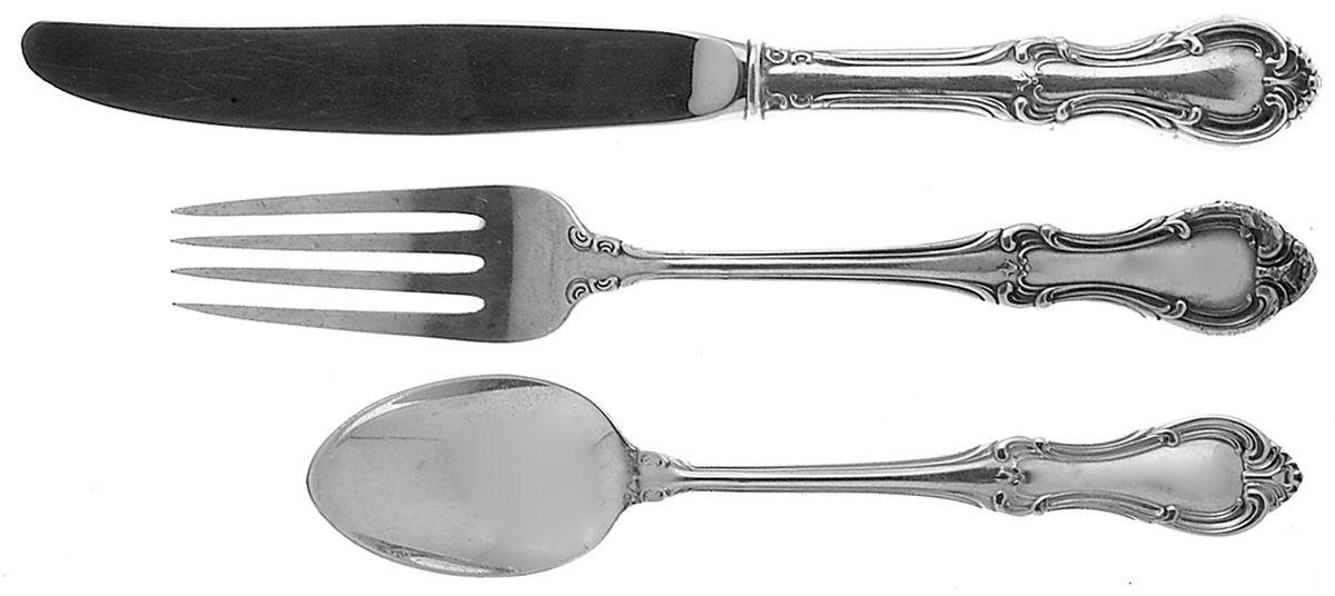Joan of Arc (Sterling, 1940) 3-Piece Youth Set (Knife, Fork & 5 O'Clock Spoon) by International Silver-1