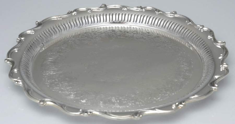 Joanne (Silverplate, Hollowware) 13" Pierced Round Tray by International Silver-1