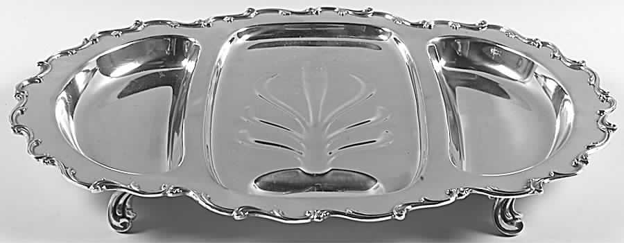Joanne (Silverplate, Hollowware) Large 3-Part Footed Meat Platter by International Silver-1