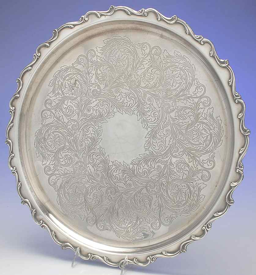 Joanne (Silverplate, Hollowware) Large Round Silverplate Tray by International Silver-1