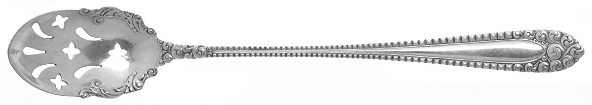 Kenilworth (Sterling, 1887, Pierced Bowl Long Handle Olive Spoon by International Silver-1