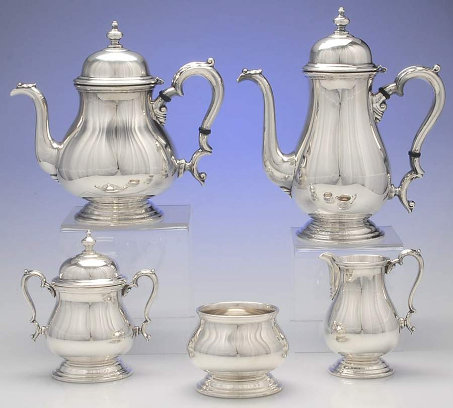 Kenilworth (Sterling, Holloware) 5 Piece Tea Set (SCP*, STP*, SCR*, SSU*, SWB*) by International Silver-1