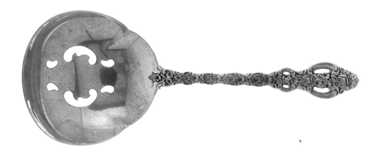 King Louis (Sterling, 1971) Solid Bon Bon Spoon with Pierced Bowl by International Silver-1