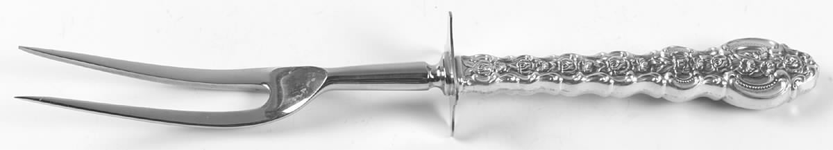 King Louis (Sterling, 1971) Large Stainless-Prong Roast Carving Fork by International Silver-1
