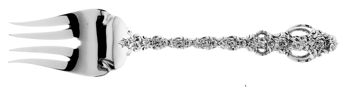 King Louis (Sterling, 1971) Medium Solid Cold Meat Serving Fork by International Silver-1