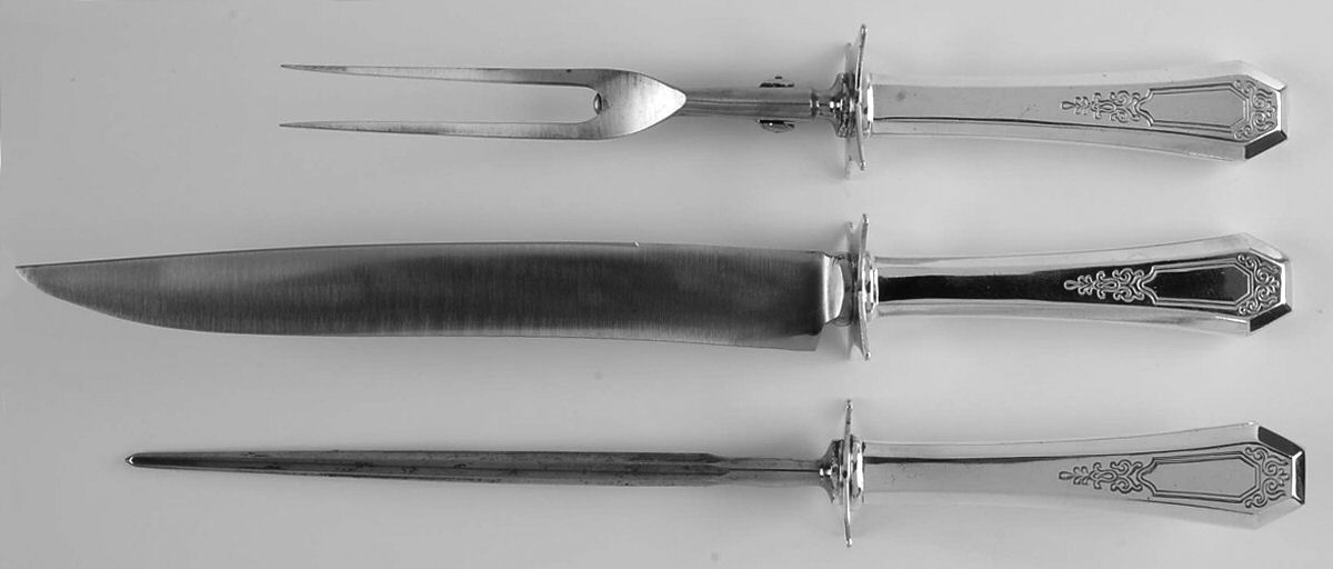 La France (Silverplate, 1920) Large 3-Piece Roast Carving Set w/ Stainless Blade by International Silver-1