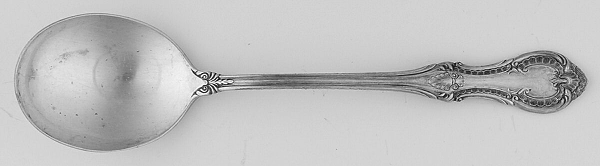 Lambeth Manor (Sterling, 1952, No Monograms) Round Bowl Soup Spoon (Cream Soup) by International Silver-1