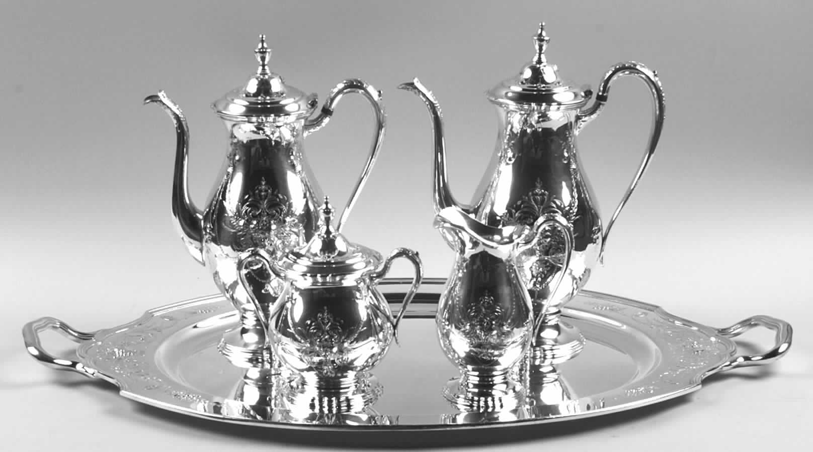 Lady Mary (Silverplate, Hollowware) 5-Piece Silverplate Tea Set (with Tray) by International Silver-1
