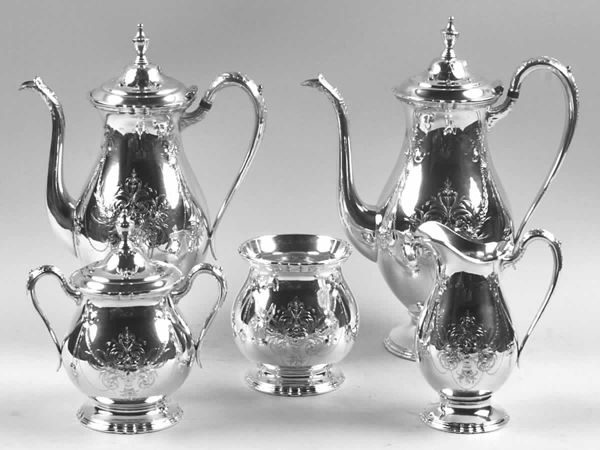 Lady Mary (Silverplate, Hollowware) 5-Piece Plated Tea Set (with Waste) by International Silver-1