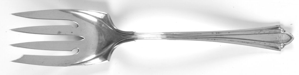 Lambeth (Sterling, 1915) Medium Solid Cold Meat Serving Fork by International Silver-1