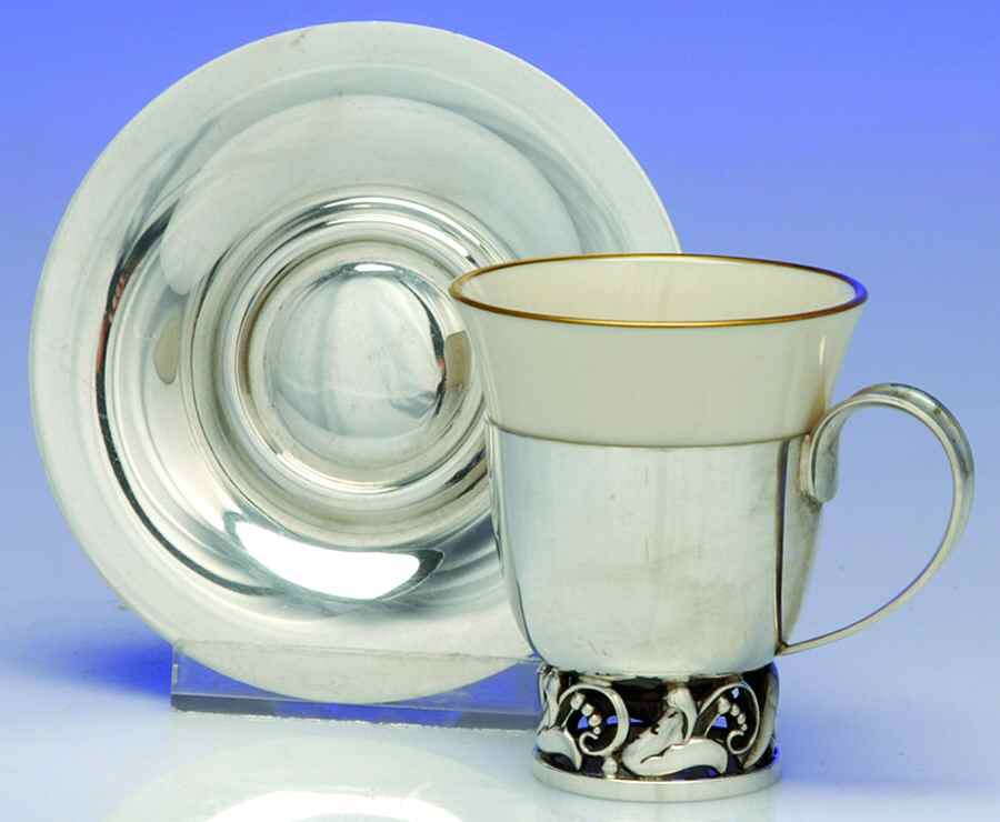 La Paglia Designed (Sterling, Hollowware) Sterling Demitasse Cup, Saucer and Liner by International Silver-1