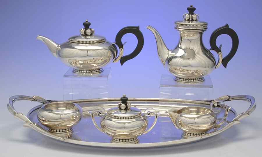 La Paglia Designed (Sterling, Hollowware) 6 Piece Tea Set (SCP, STP, SCR, SSU, SWB, WTL) by International Silver-1