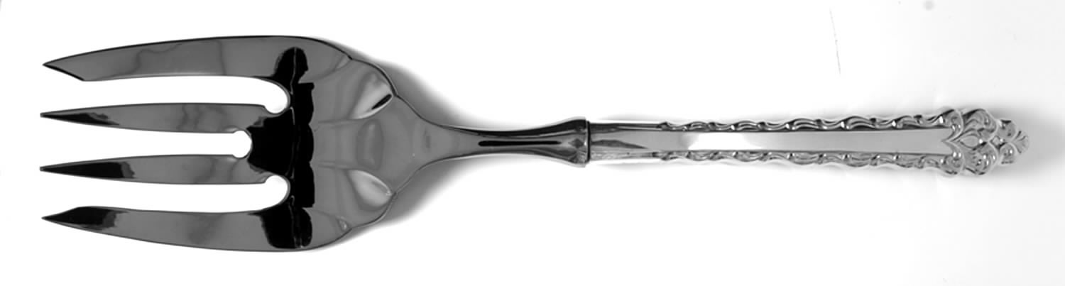 Lastrada (Sterling, 1972) Large Stainless-Tine Cold Meat Serving Fork by International Silver-1