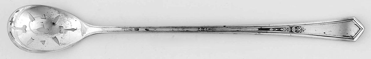 La Touraine (Silverplate, 1920) Pierced Bowl Short Handle Olive Spoon by International Silver-1