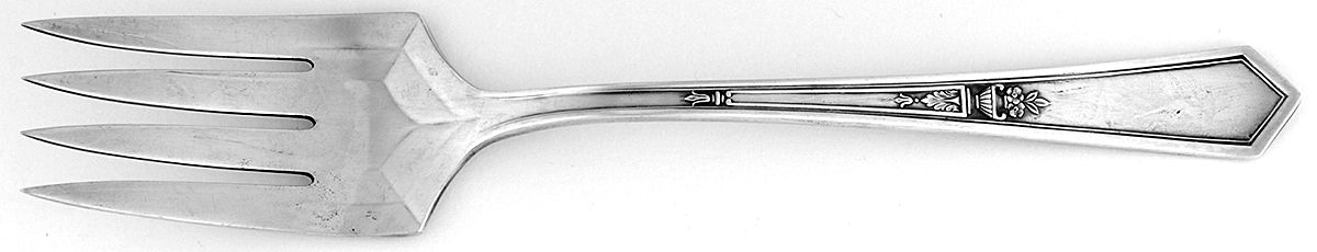 La Touraine (Silverplate, 1920) Medium Solid Cold Meat Serving Fork by International Silver-1