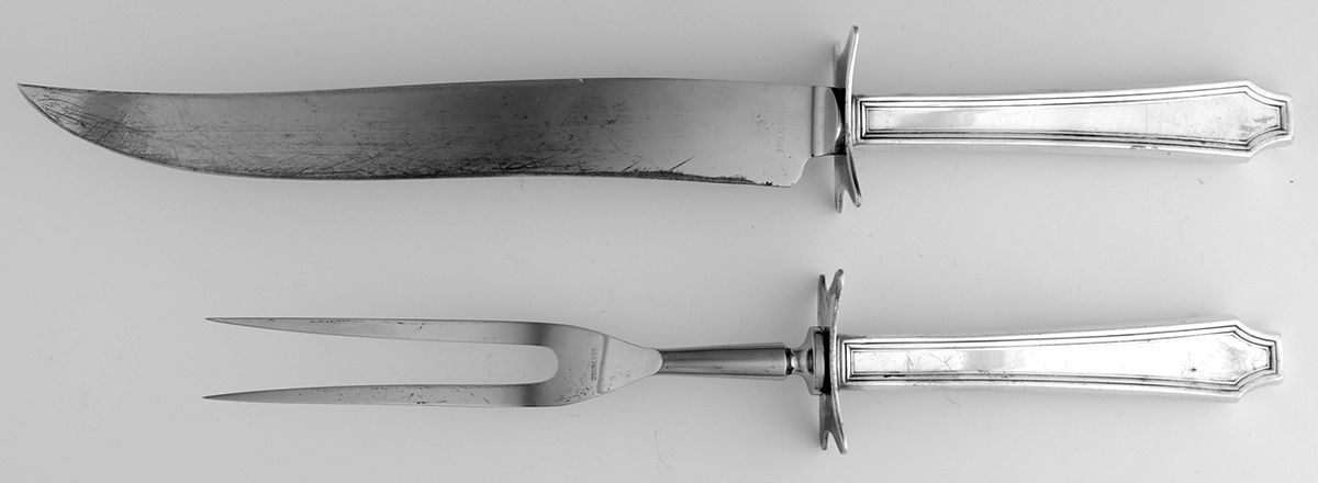 Legacy (Silverplate, 1928) Large 2-Piece Roast Carving Set w/Stainless Blade by International Silver-1
