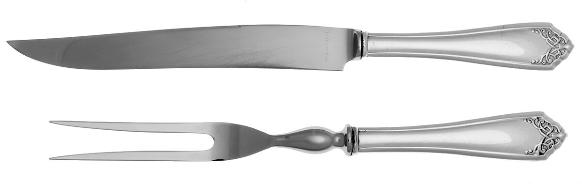 Leicester (Sterling, 1911, No Monograms) Small Stainless Blade 2-Piece Steak Carving Set by International Silver-1