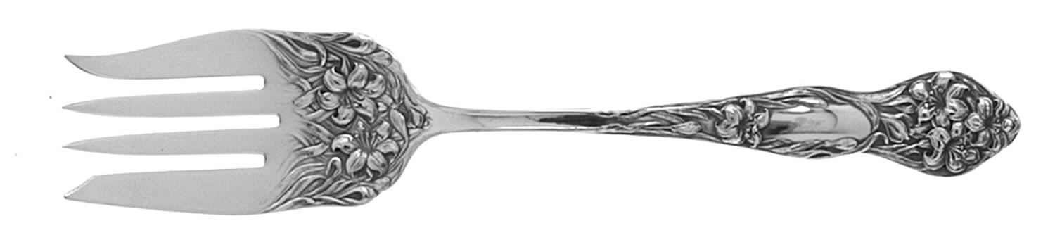 Lilyta (Silverplate, 1909, No Monograms) Medium Solid Cold Meat Serving Fork by International Silver-1
