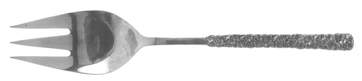 Love-Precious Flower (Silverplate, 1970) Large Solid Cold Meat Serving Fork by International Silver-1