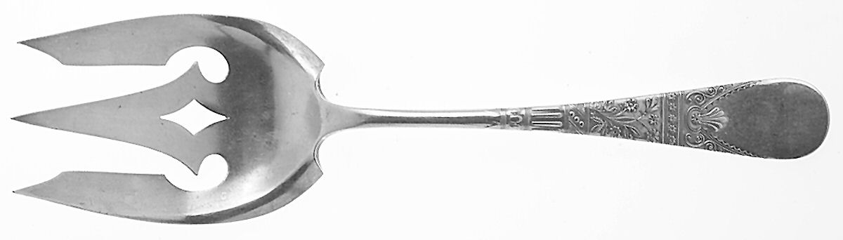 Lorne (Silverplate) Salad Serving Fork, Bright Cut Solid Piece by International Silver-1