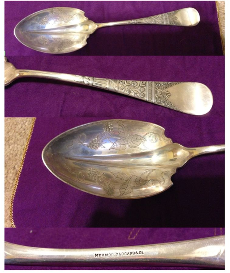 Lorne (Silverplate) Solid Bright Cut Vegetable Serving Spoon by International Silver-1