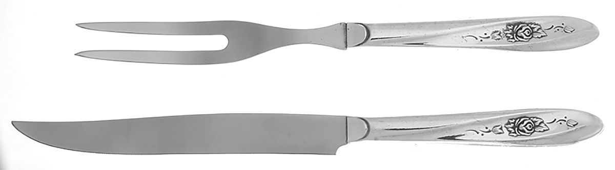 Lovely Rose (Silverplate) Small Stainless Blade 2-Piece Steak Carving Set by International Silver-1