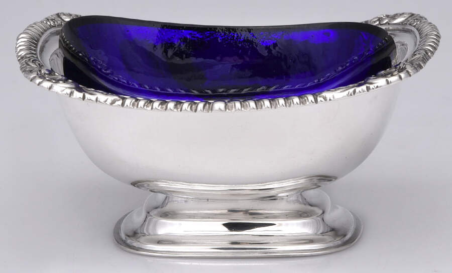 Lord Robert (Sterling, Holloware) Open Salt Master-W/Cobalt Liner by International Silver-1