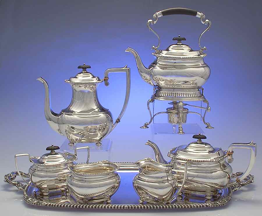 Lord Robert (Sterling, Holloware) 7 Piece Tea Set (SCP, STP, SCR, SSU, SWB, SKES & WTL) by International Silver-1
