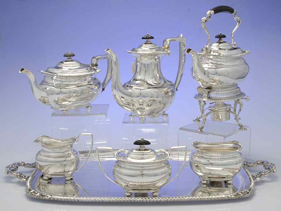 Lord Robert (Sterling, Holloware) 7 Piece Tea Set (SCP, STP, SCR, SSU, SWB, SKES & WTL) by International Silver-1