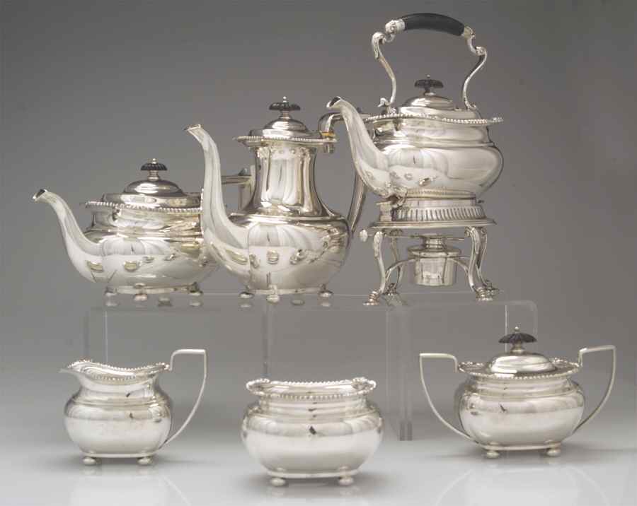 Lord Robert (Sterling, Holloware) 6 Piece Tea Set (SCP, STP, SCR, SSU, SWB, SKES) by International Silver-1