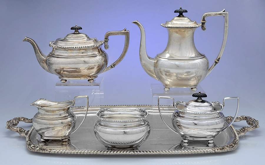 Lord Robert (Sterling, Holloware) 6 Piece Tea Set (SCP, STP, SCR, SSU, SWB, WTL) by International Silver-1