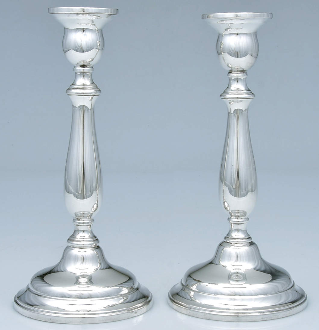 Lord Saybrook (Sterling, Hollowware) Pair of 9" Weighted Candlesticks by International Silver-1
