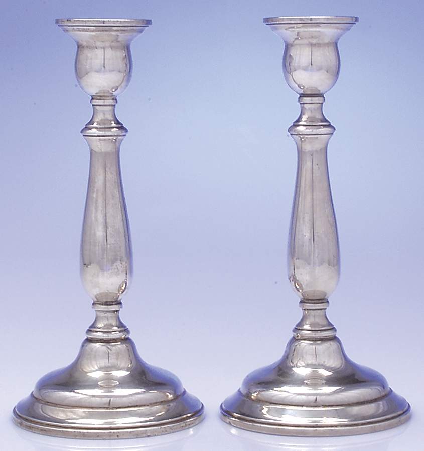 Lord Saybrook (Sterling, Hollowware) Pair of 9" Weighted Candlesticks by International Silver-1