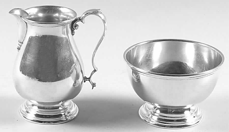 Lord Saybrook (Sterling, Hollowware) Mini Sterling Creamer and Open Sugar by International Silver-1